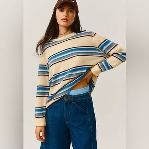 REFORMATION NWT Cashmere Boyfriend Sweater Yellow Blue Striped Size M